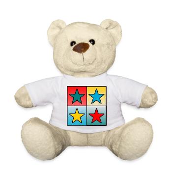 ETOILE. ETOILES. FÊTE. ANNIVERSAIRE. NOËL - Nounours - blanc - Devant