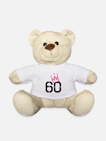 60. Geburtstag Geschenk - 60 Jahre mit Krone - Teddy - Weiß