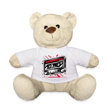 Music cassette in retro style 80s and 90s style - Teddy Bear - white - Front