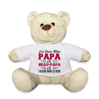 I Have Two Titles Daddy And Step-Dad Humor Gift - Teddy Bear - white - Front