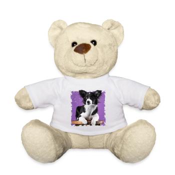 Dog sitting on stool - Teddy Bear - white - Front