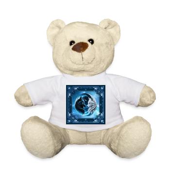 Two majestic wolf heads - Teddy Bear - white - Front