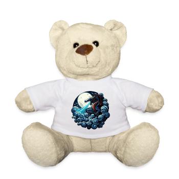 Mystical Dragon Breathing Water Under Moonlight - Teddy Bear - white - Front