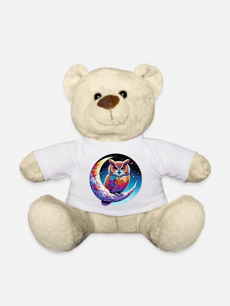 Owl on the Moon - Teddy Bear - white
