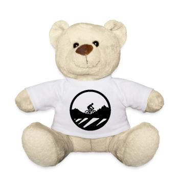 Mountain Bike Cyclist Drawing - Teddy Bear - white - Front