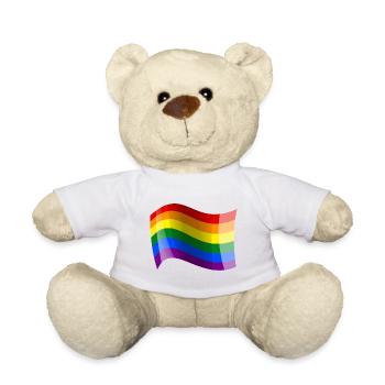 Waving rainbow flag - Teddy Bear - white - Front