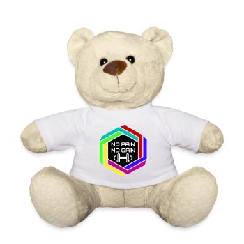 No Pain No Gain - Fitness decal - Teddy Bear - white - Front