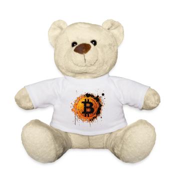 Bitcoin Splatter Graffiti Orange - Teddy - Weiß - Vorne