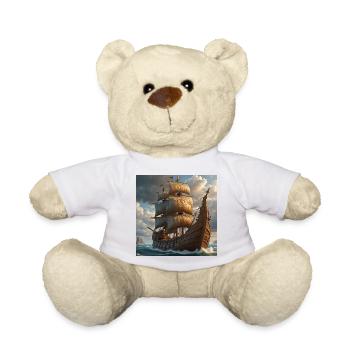 Antike Segelschiff im Sturm - Teddy - Weiß - Vorne