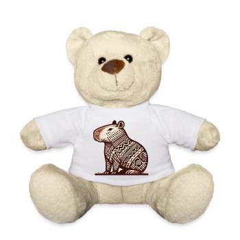 Seated capybara in South American style - Teddy Bear - white - Front