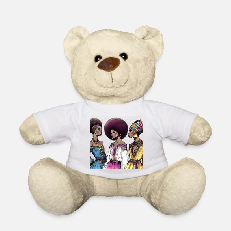Afro style African Elegance - Teddy Bear - white