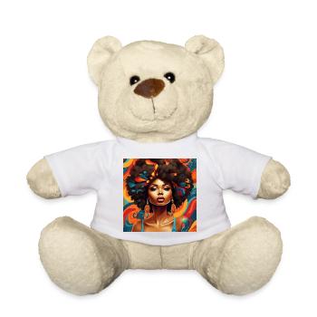 Afro Hair style Floral Explosion - Teddy Bear - white - Front