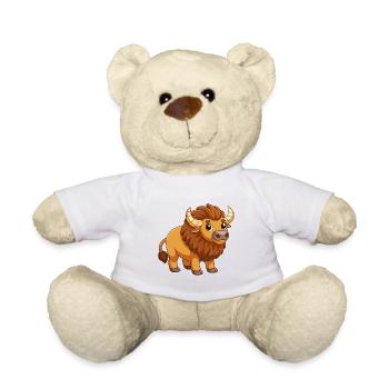Bison Cute Mascot Cartoon Character Kawaii - Teddy Bear - white - Front