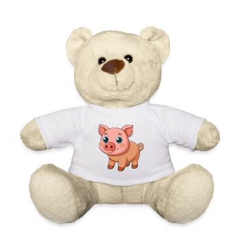 Cochon Mignon Mascotte Personnage De Dessin Animé Kawaii - Nounours - blanc - Devant