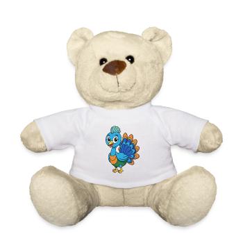 Pfau Niedliche Maskottchen Zeichentrickfigur Kawaii - Teddy - Weiß - Vorne