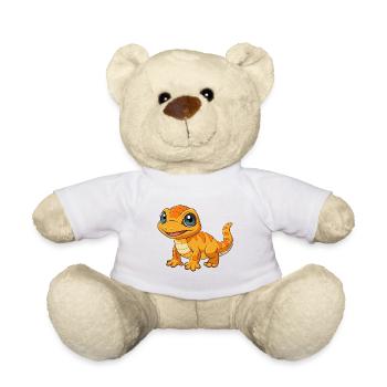 Lizard Cute Mascot Cartoon Character Kawaii - Teddy Bear - white - Front