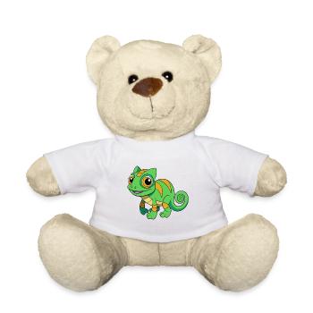 Chameleon Cute Mascot Cartoon Character Kawaii - Teddy Bear - white - Front