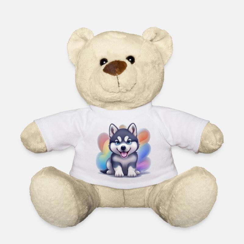 Chiot Husky Sibérien - Nounours - blanc