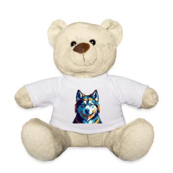 Alaskan Husky Dog Breed Colorful Cartoon Kawaii - Teddy Bear - white - Front