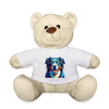 English Shepherd Dog Breed Colorful Cartoon Kawaii - Teddy Bear - white - Front
