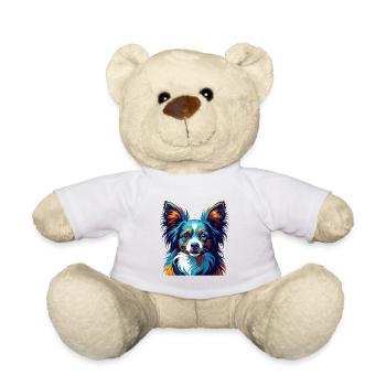Papillon Chien Race Coloré Dessin Animé Kawaii - Nounours - blanc - Devant