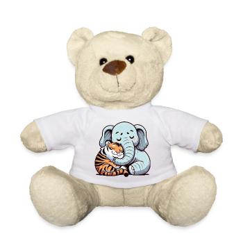 Cuddling Elephant And Tiger In Love - Teddy - Weiß - Vorne