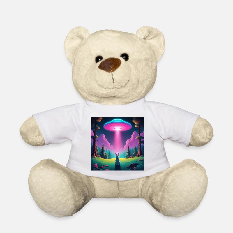 UFO with rabbit - Teddy Bear - white