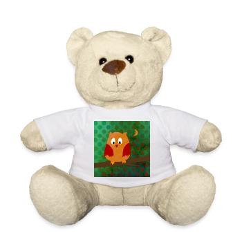 Eule Uhu Punkte Dots Wald Poster Muster Kinder - Teddy - Weiß - Vorne