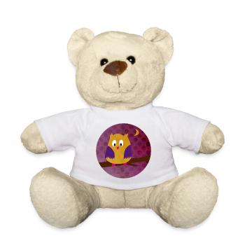 Eule Uhu Dots Punkte Kreis Wald lila Kinder Tiere - Teddy - Weiß - Vorne