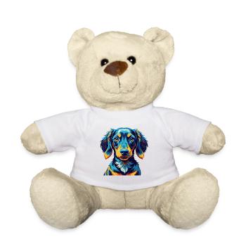 Teckel alpin Chien Race Dessin animé Kawaii - Nounours - blanc - Devant