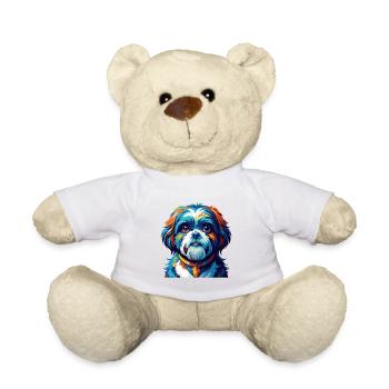 Shih Tzu Dog Breed Colorful Cartoon Kawaii - Teddy Bear - white - Front
