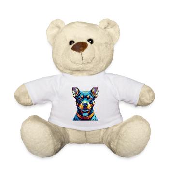 German Pinscher Dog Breed Colorful Cartoon Kawaii - Teddy Bear - white - Front