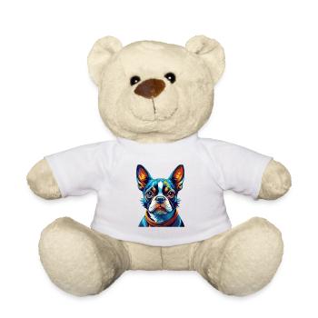 Boston Terrier Hunderasse Bunte Karikatur Kawaii - Teddy - Weiß - Vorne