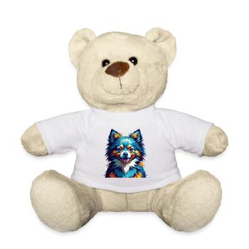 Zwergspitz Hunderasse Bunte Karikatur Kawaii - Teddy - Weiß - Vorne