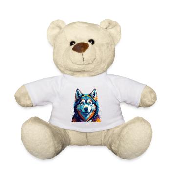 Husky sibérien race chien dessin animé coloré Kawaii - Nounours - blanc - Devant