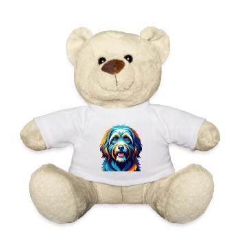Tibetan Terrier Dog Breed Colorful Cartoon Kawaii - Teddy Bear - white - Front