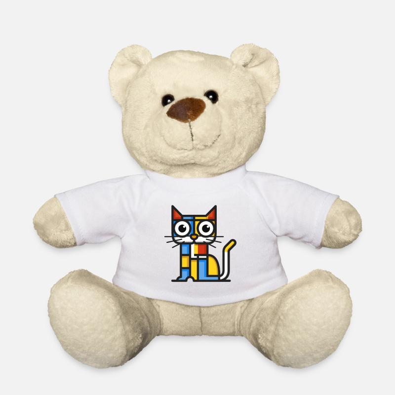 Bunte kubistische Illustration einer Katze - Teddy - Weiß