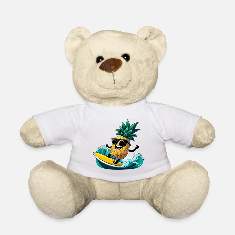 Ananas-Surfen mit Sonnenbrille am Meer - Teddy - Weiß