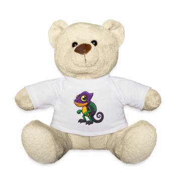 Chameleon Funny Kawaii Cartoon Character Clipart - Teddy Bear - white - Front