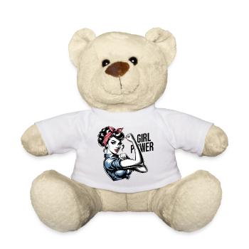 Frauenpower Stärke Frau Rockabilly Geschenk - Teddy - Weiß - Vorne