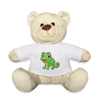 Chameleon Cute Cartoon Character Kawaii Clipart - Teddy Bear - white - Front