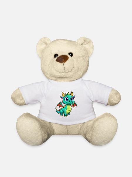 Drache Niedliche Zeichentrickfigur Kawaii Clipart - Teddy - Weiß