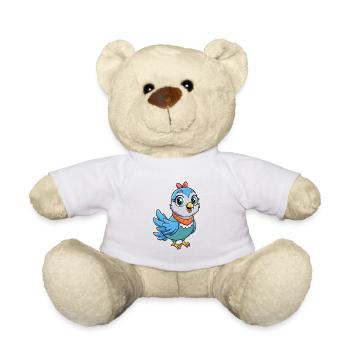 Taube Niedliche Zeichentrickfigur Kawaii Clipart - Teddy - Weiß - Vorne