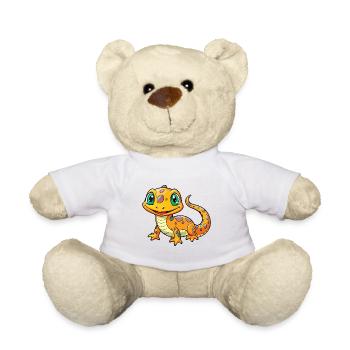 Salamander Niedliche Zeichentrickfigur Kawaii Clipart - Teddy - Weiß - Vorne