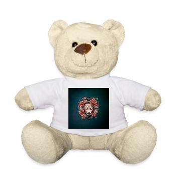 Japanese mask decorated with flowers. - Teddy Bear - white - Front
