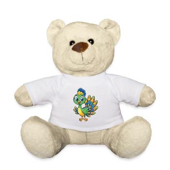 Peacock Cute Cartoon Character Kawaii Clipart - Teddy Bear - white - Front