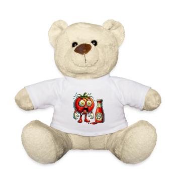 Funny tomato and ketchup design - Teddy Bear - white - Front