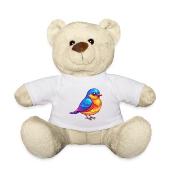 Eastern Bluebird Colorful Kawaii Cartoon Bird - Teddy Bear - white - Front