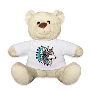American Indian Wolf American Redskin - Teddy Bear - white - Front