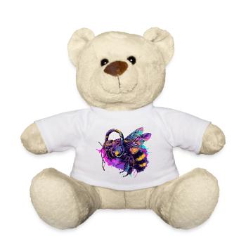 Bee Bee Bee Head with Headphones - Teddy Bear - white - Front